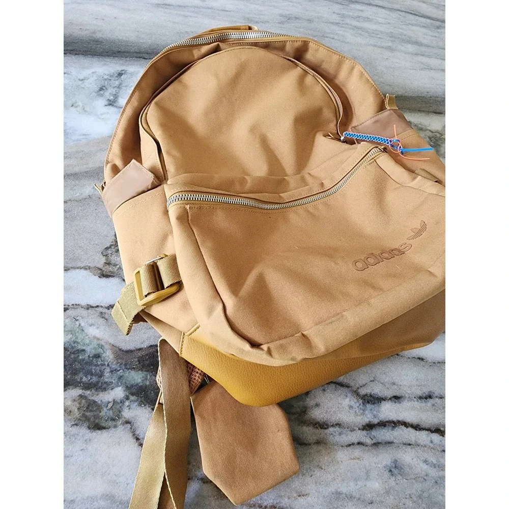 Adidas Originals ModernTrefoil Backpack Tan Canvas Gorpcore Utility Rucksack Bag